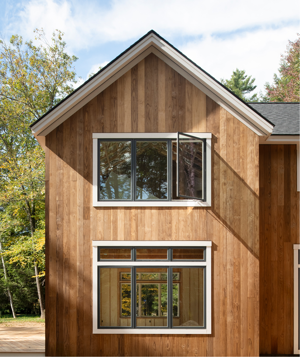 Exterior image of a home in Dublin, NH that uses Timber Trading ICON Radiata Pine siding.