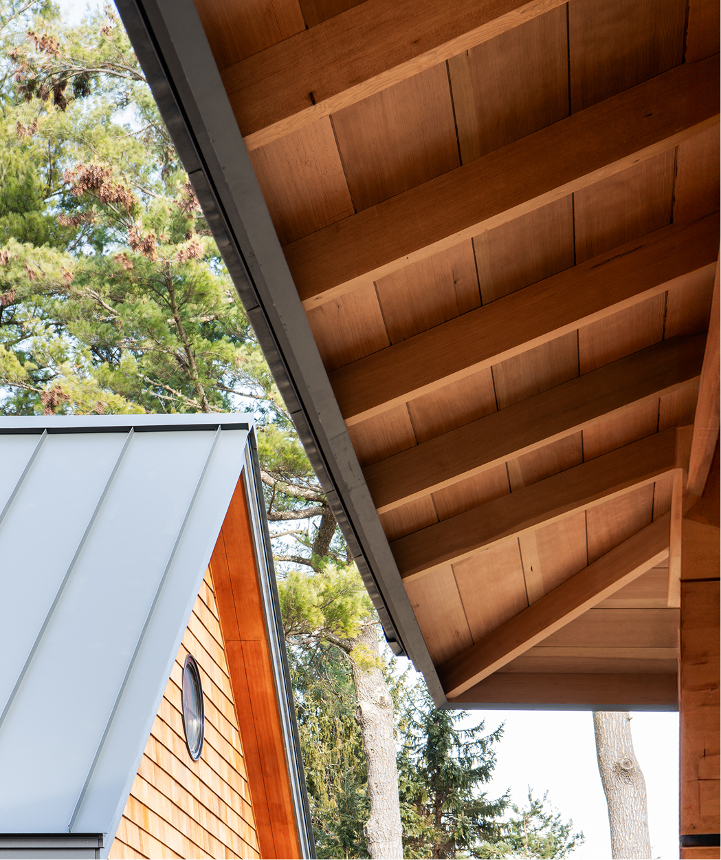 The underside of the eaves covered in ICON